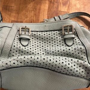 Elegant Gray Leather Handbag